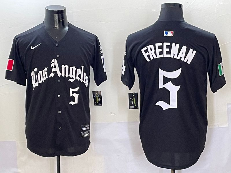Men Los Angeles Dodgers #5 Freeman Black Five generations Joint Name 2025 Nike MLB Jersey style 6->los angeles dodgers->MLB Jersey